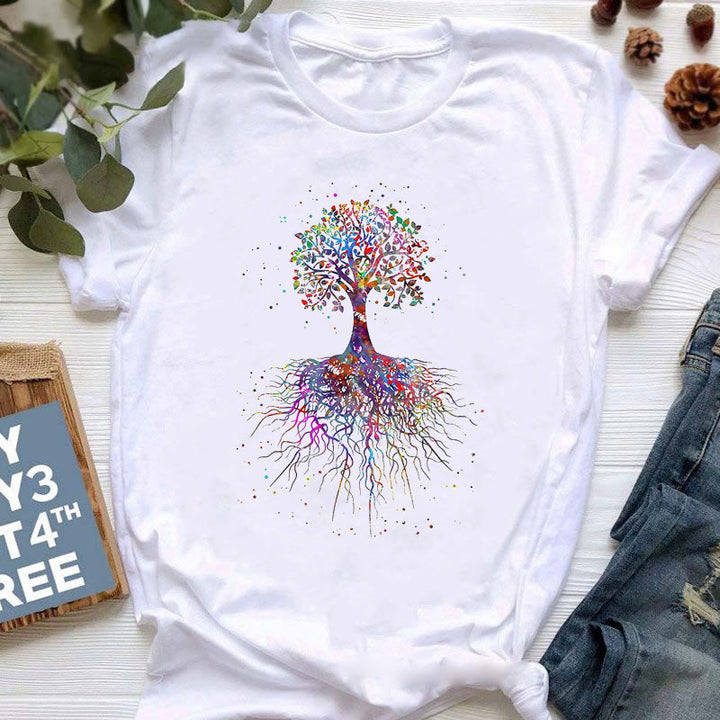 Camiseta con estampado colorido de meditación de Buda de Olivenorma