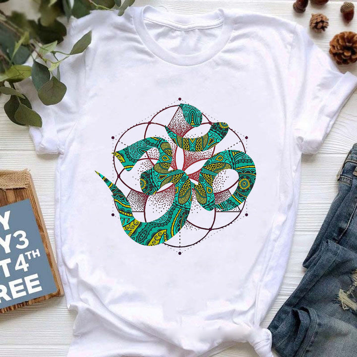 Camiseta con estampado colorido de meditación de Buda de Olivenorma