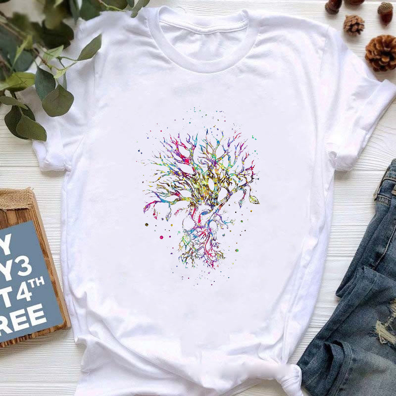Camiseta con estampado colorido de meditación de Buda de Olivenorma
