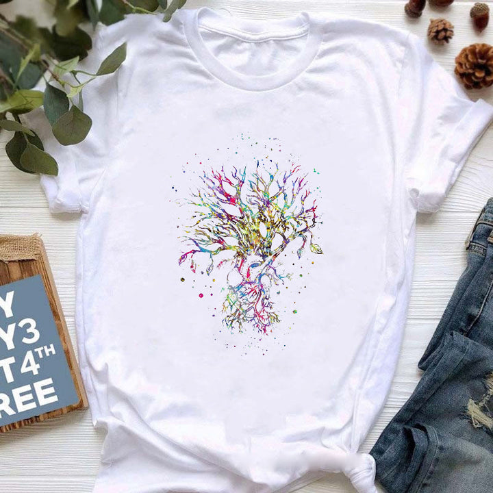 Camiseta con estampado colorido de meditación de Buda de Olivenorma