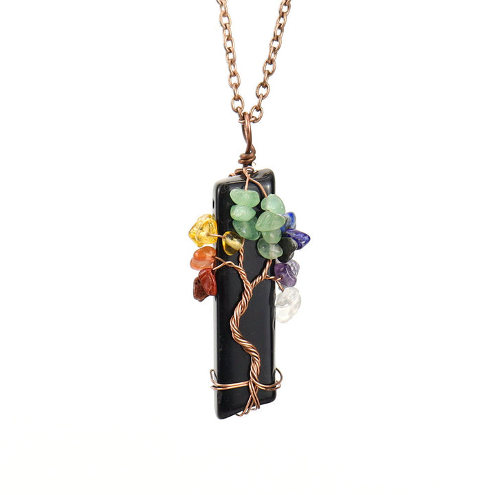 Collar con colgante de chakras de piedra natural rectangular de Olivenorma