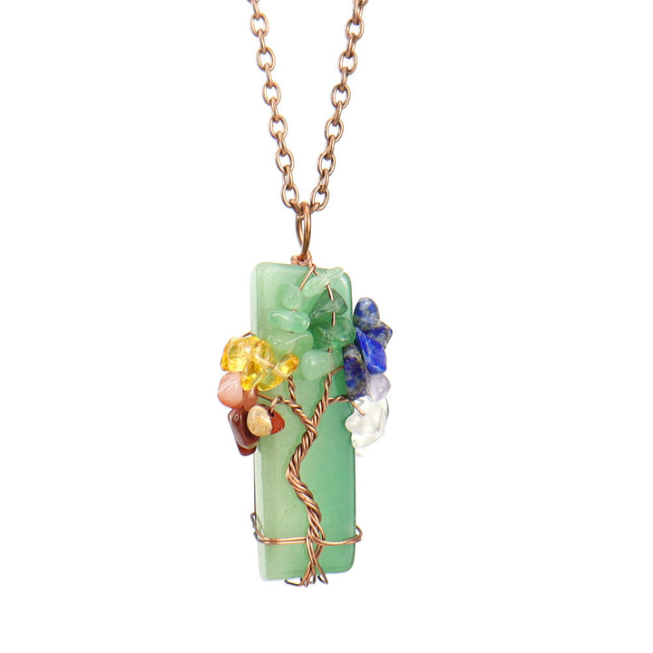 Collar con colgante de chakras de piedra natural rectangular de Olivenorma