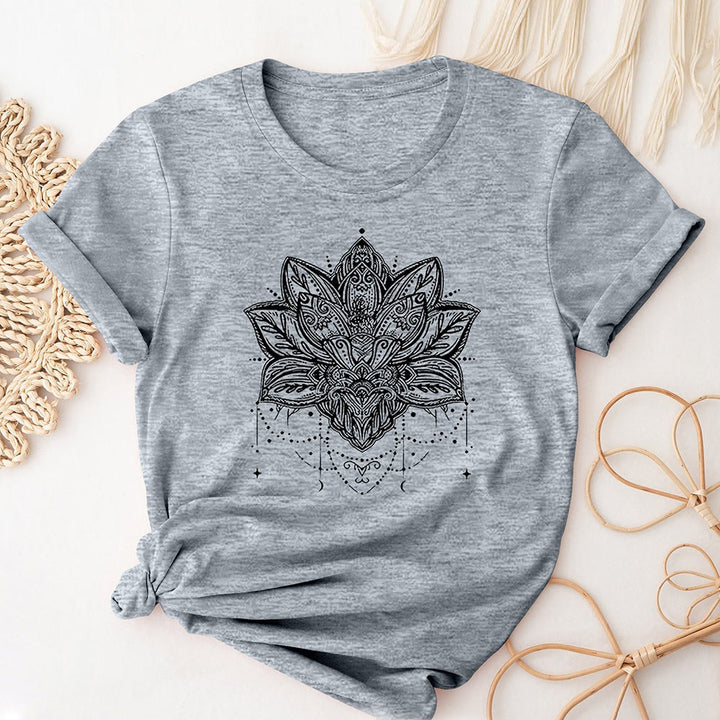 Olivenorma - Camiseta de manga corta transpirable Lotus Fashion para mujer