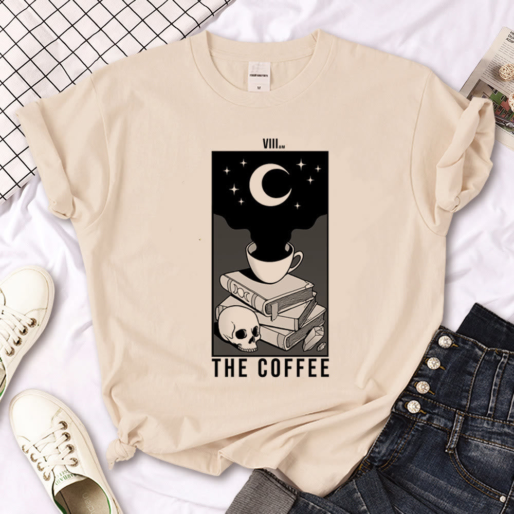 Camiseta caqui con estampado gótico de triple luna de la bruja Olivenorma