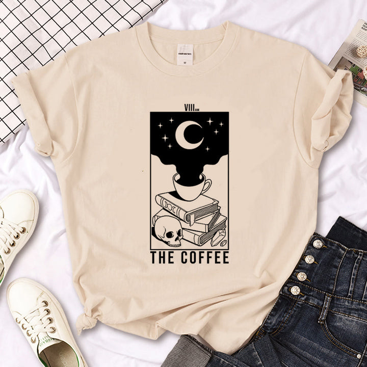 Camiseta caqui con estampado gótico de triple luna de la bruja Olivenorma
