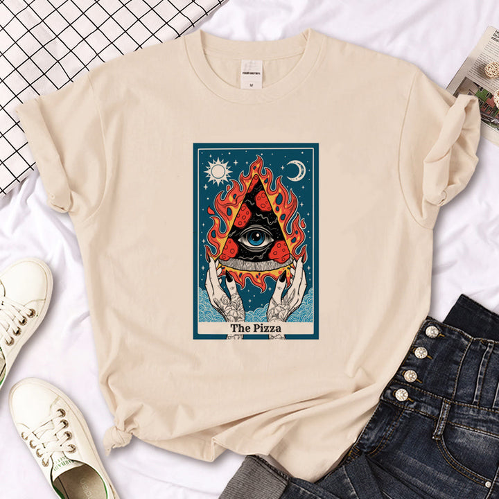 Camiseta caqui con estampado gótico de triple luna de la bruja Olivenorma