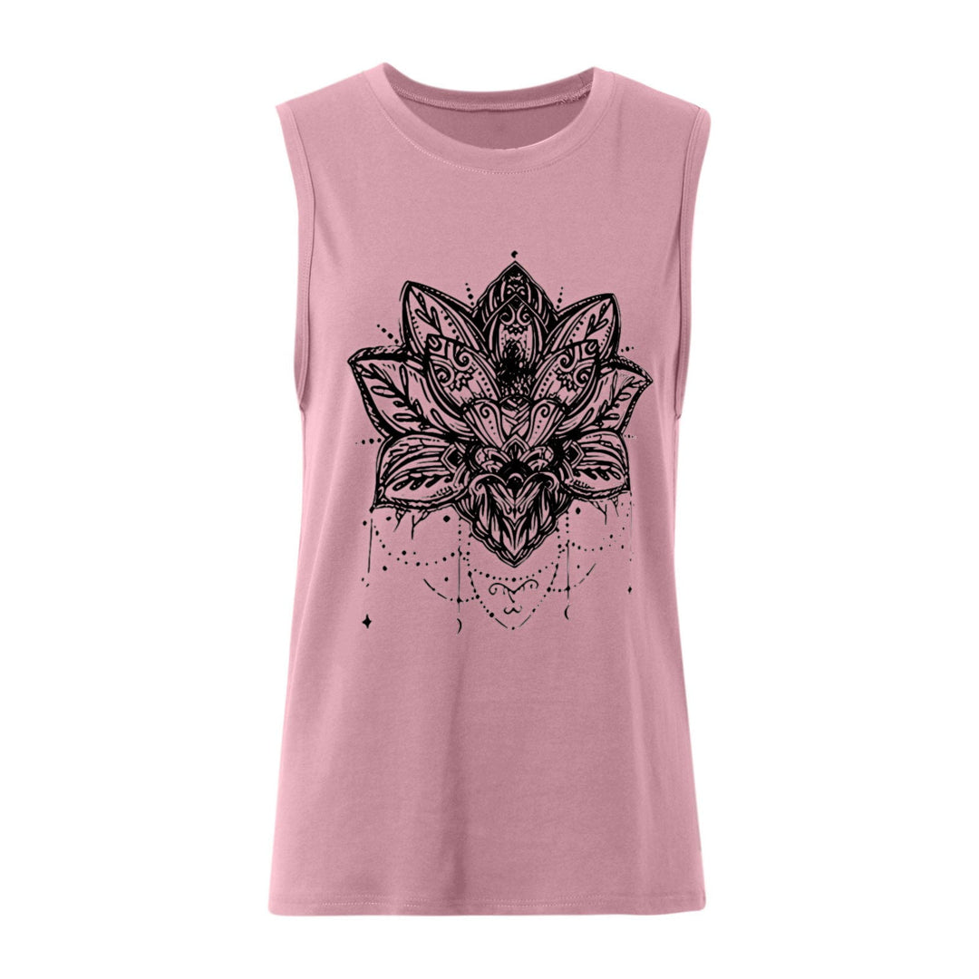 Camiseta sin mangas grande con estampado de loto de Olivenorma
