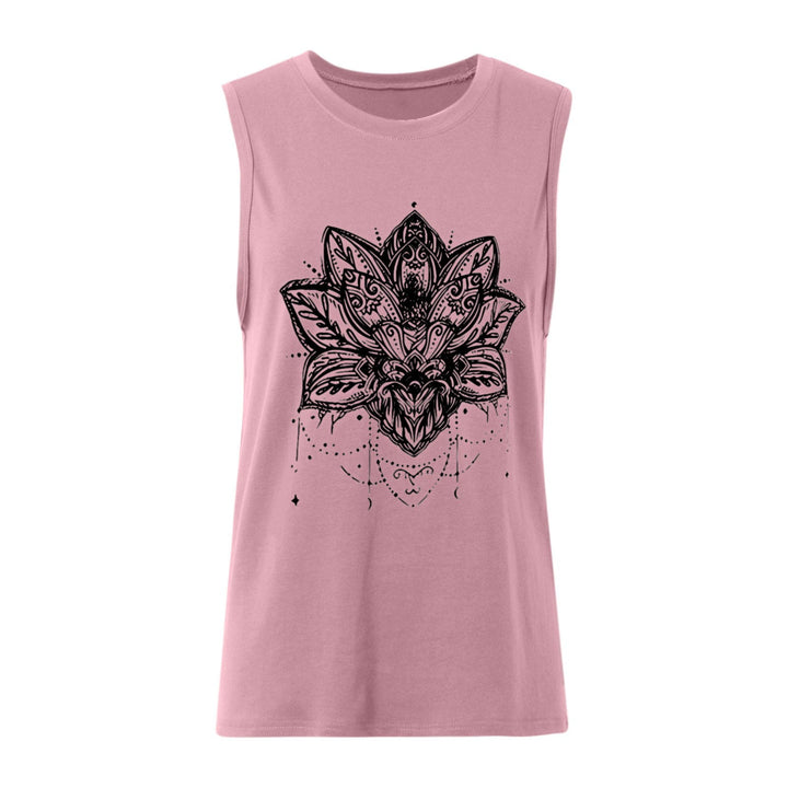 Camiseta sin mangas grande con estampado de loto de Olivenorma
