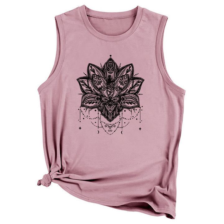Camiseta sin mangas grande con estampado de loto de Olivenorma