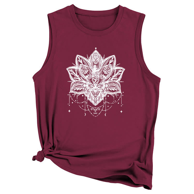 Camiseta sin mangas grande con estampado de loto de Olivenorma