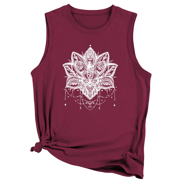 Camiseta sin mangas grande con estampado de loto de Olivenorma