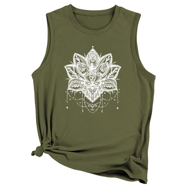 Camiseta sin mangas grande con estampado de loto de Olivenorma