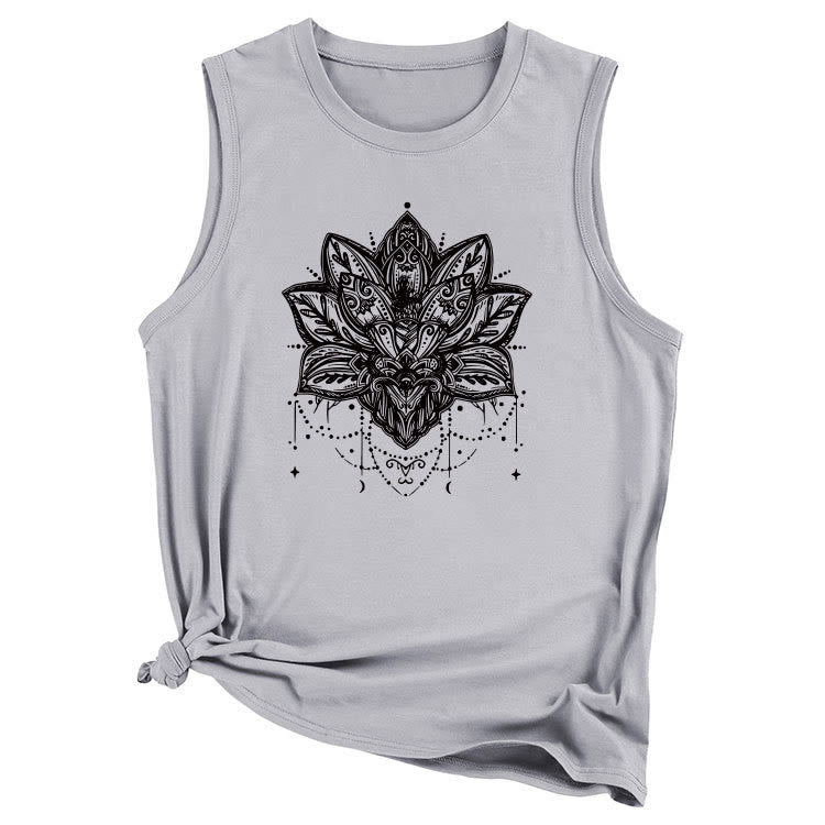 Camiseta sin mangas grande con estampado de loto de Olivenorma
