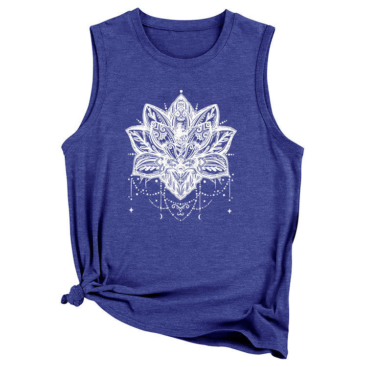 Camiseta sin mangas grande con estampado de loto de Olivenorma