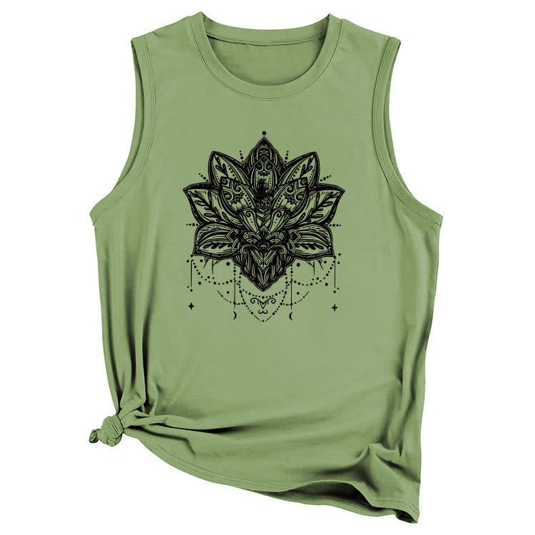 Camiseta sin mangas grande con estampado de loto de Olivenorma