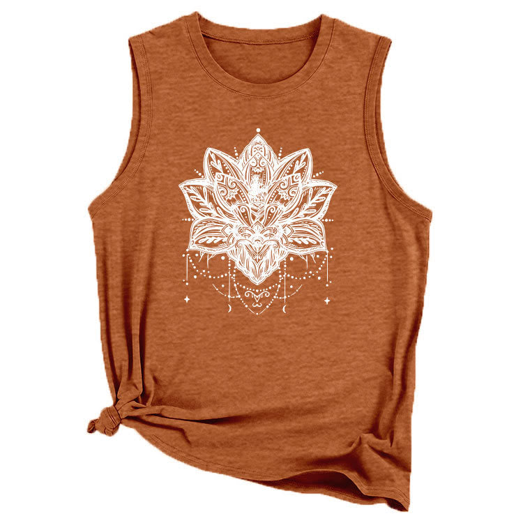 Camiseta sin mangas grande con estampado de loto de Olivenorma