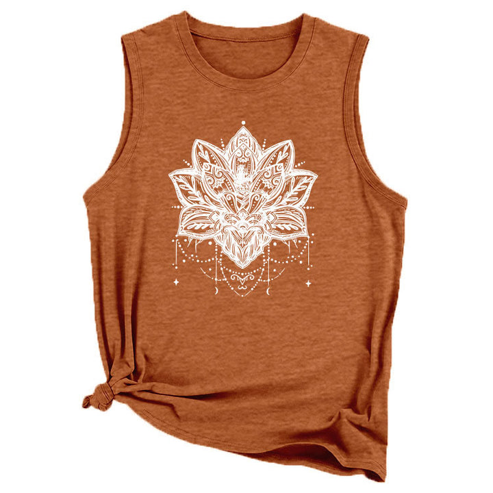 Camiseta sin mangas grande con estampado de loto de Olivenorma