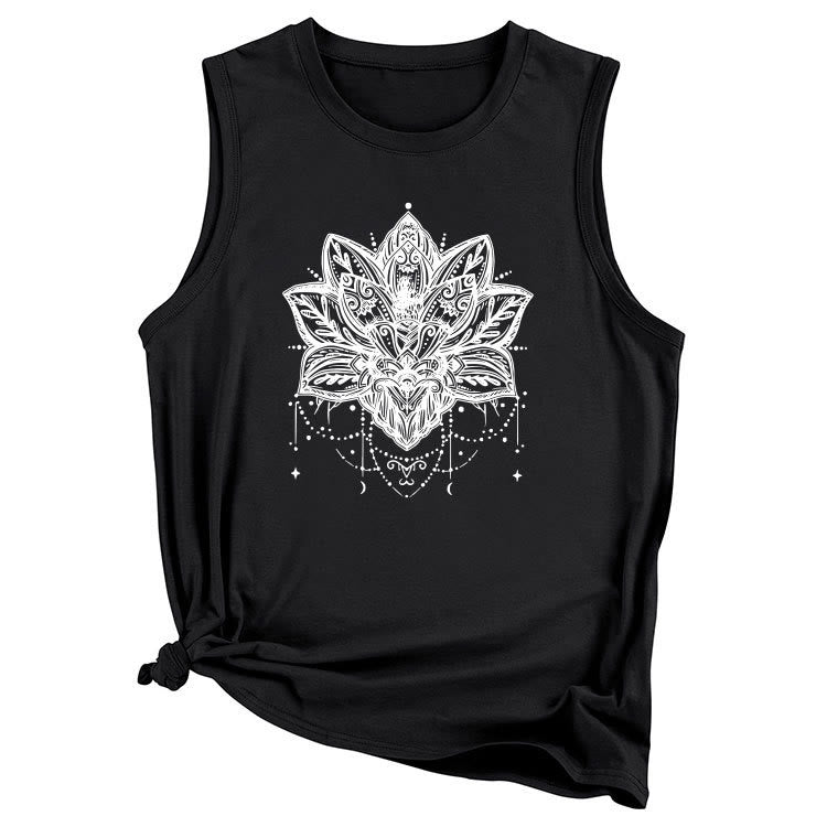 Camiseta sin mangas grande con estampado de loto de Olivenorma