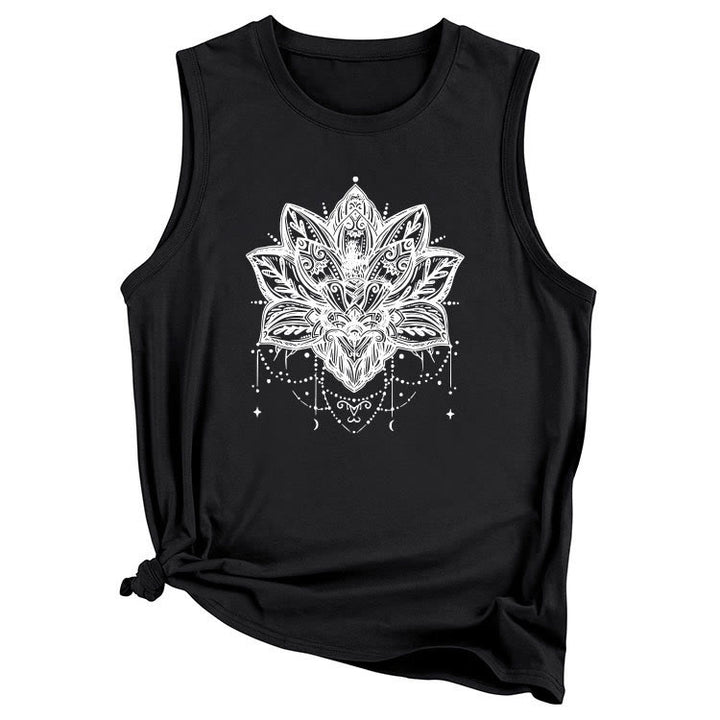 Camiseta sin mangas grande con estampado de loto de Olivenorma