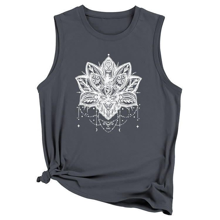 Camiseta sin mangas grande con estampado de loto de Olivenorma