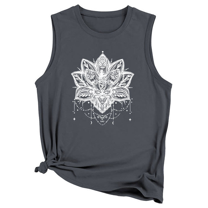 Camiseta sin mangas grande con estampado de loto de Olivenorma
