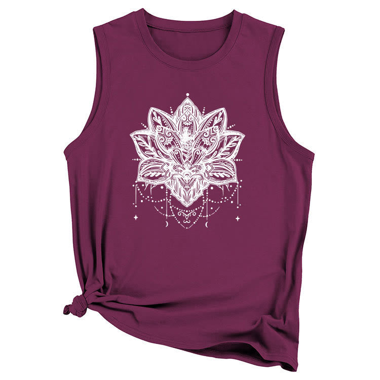 Camiseta sin mangas grande con estampado de loto de Olivenorma