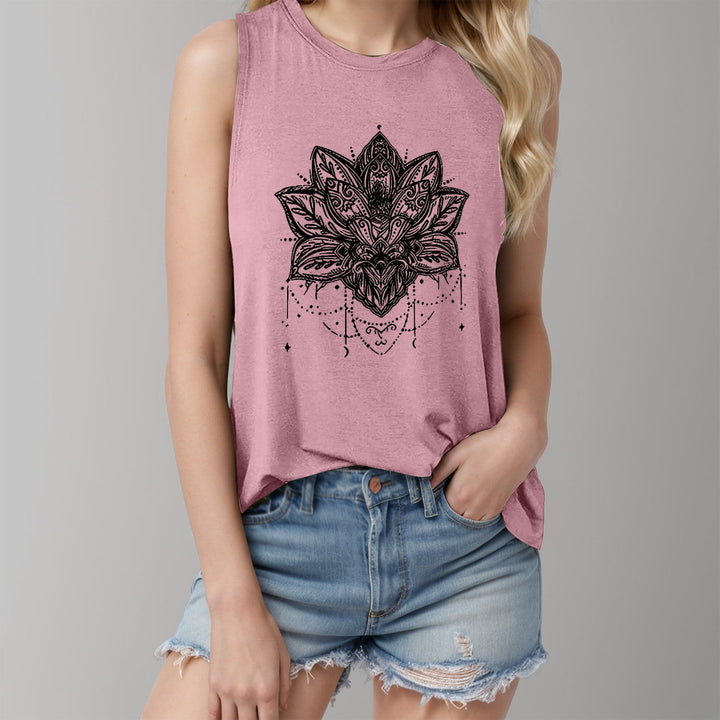 Camiseta sin mangas grande con estampado de loto de Olivenorma
