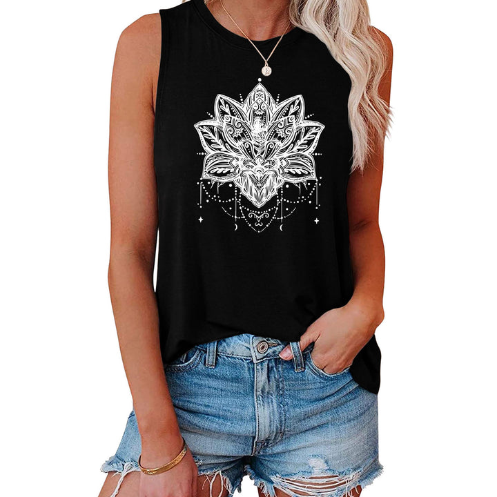 Camiseta sin mangas grande con estampado de loto de Olivenorma