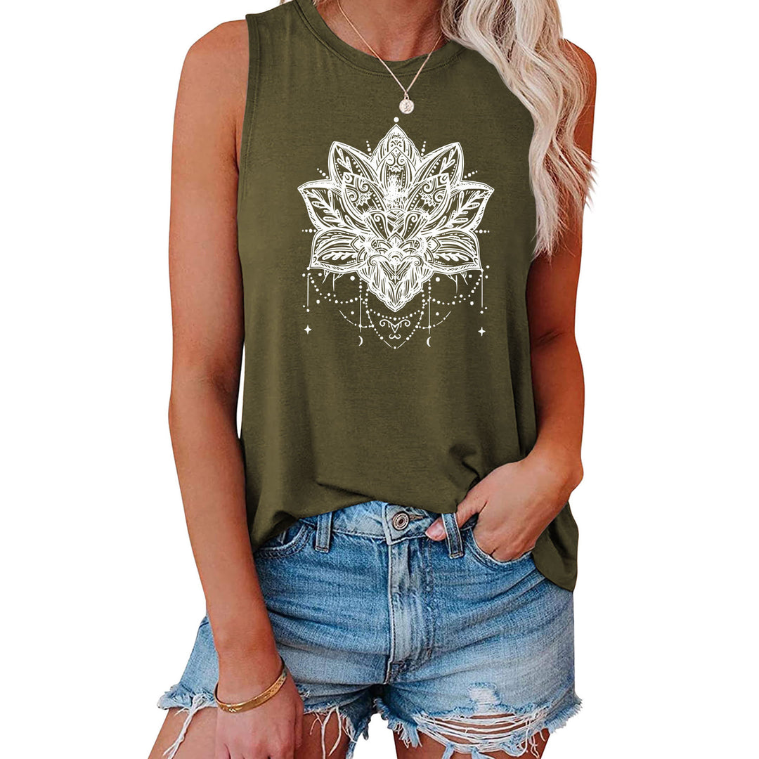 Camiseta sin mangas grande con estampado de loto de Olivenorma