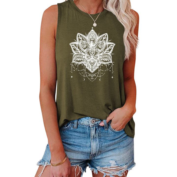 Camiseta sin mangas grande con estampado de loto de Olivenorma