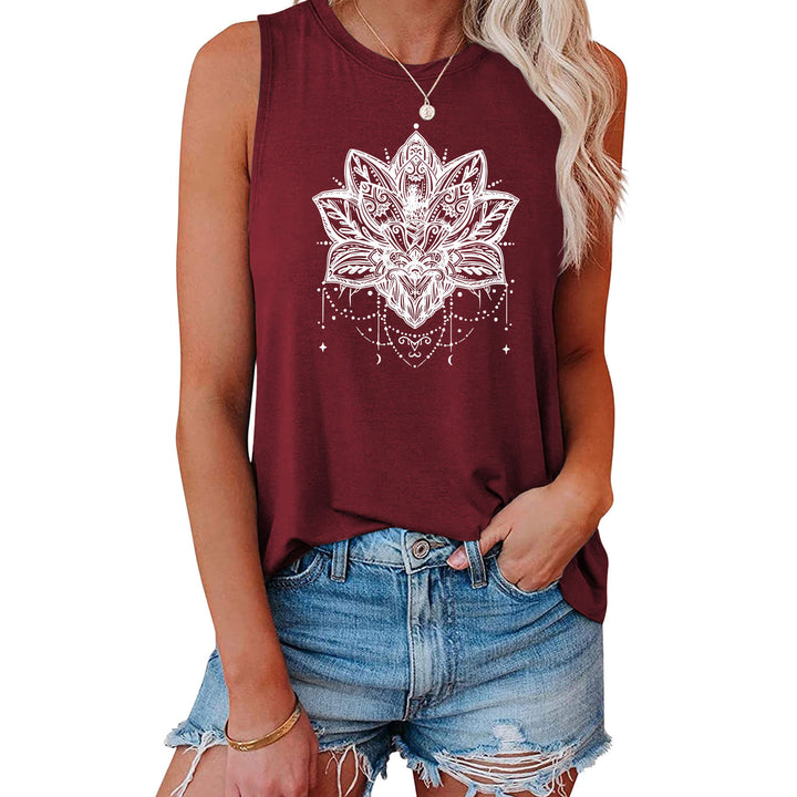 Camiseta sin mangas grande con estampado de loto de Olivenorma