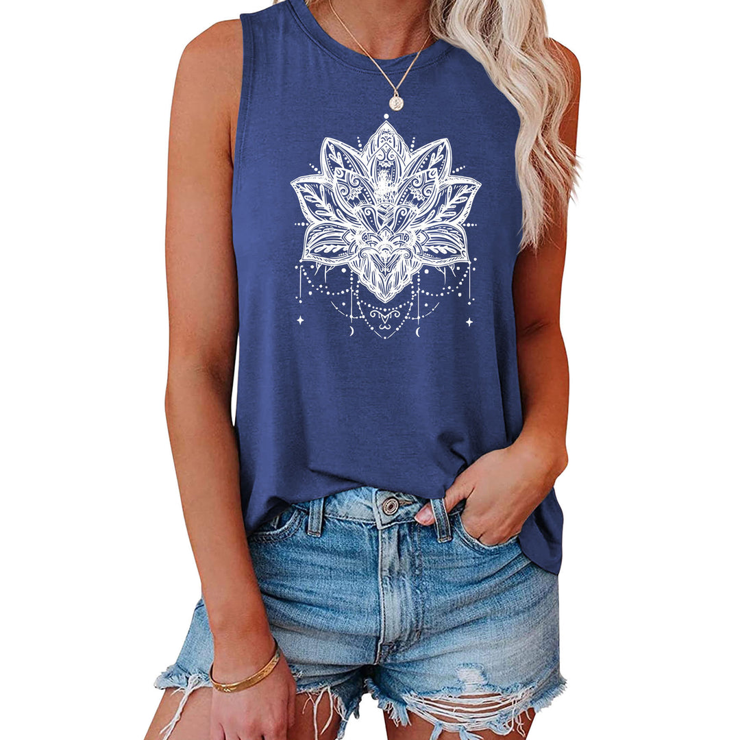 Camiseta sin mangas grande con estampado de loto de Olivenorma