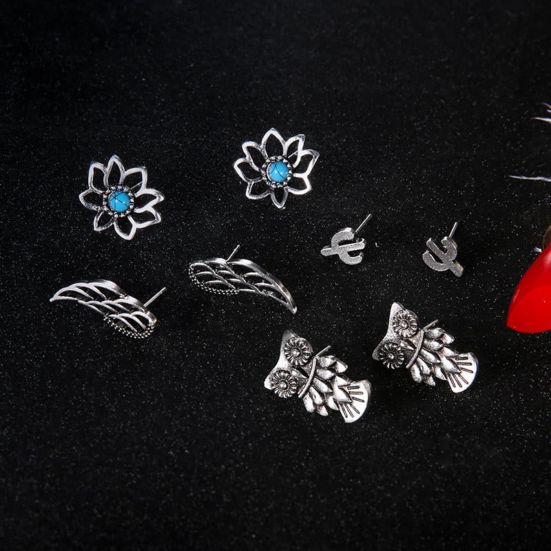 4 pendientes bohemios de estilo bohemio con diseño de Nimal en turquesa de Olivenorma 