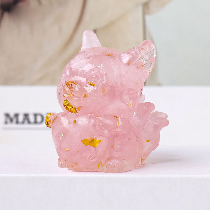 Corazón de cristal epoxi de Olivenorma con forma de zorro de nueve colas