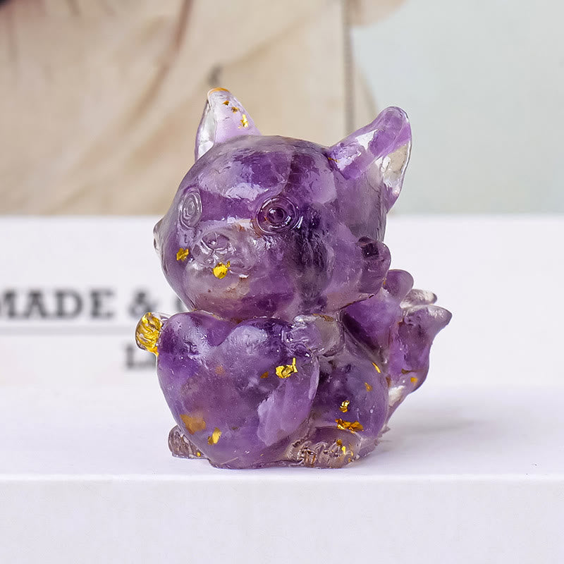Corazón de cristal epoxi de Olivenorma con forma de zorro de nueve colas