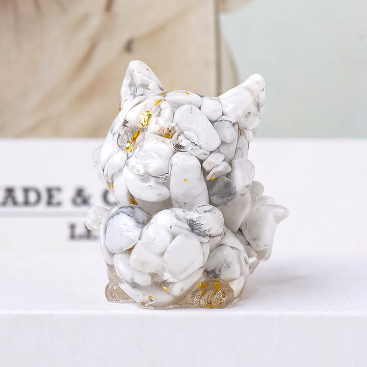 Corazón de cristal epoxi de Olivenorma con forma de zorro de nueve colas