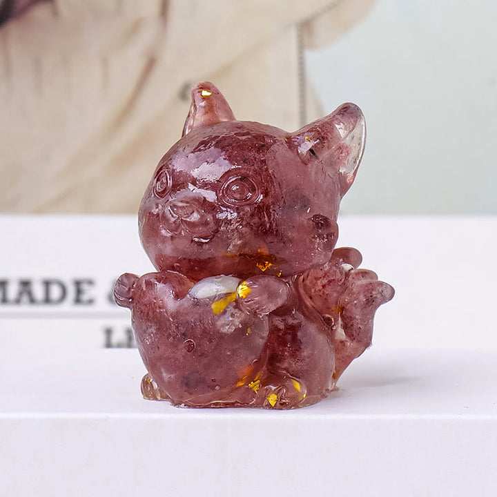 Corazón de cristal epoxi de Olivenorma con forma de zorro de nueve colas