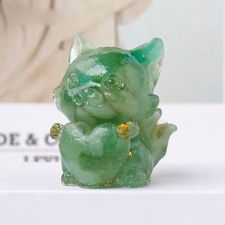 Corazón de cristal epoxi de Olivenorma con forma de zorro de nueve colas