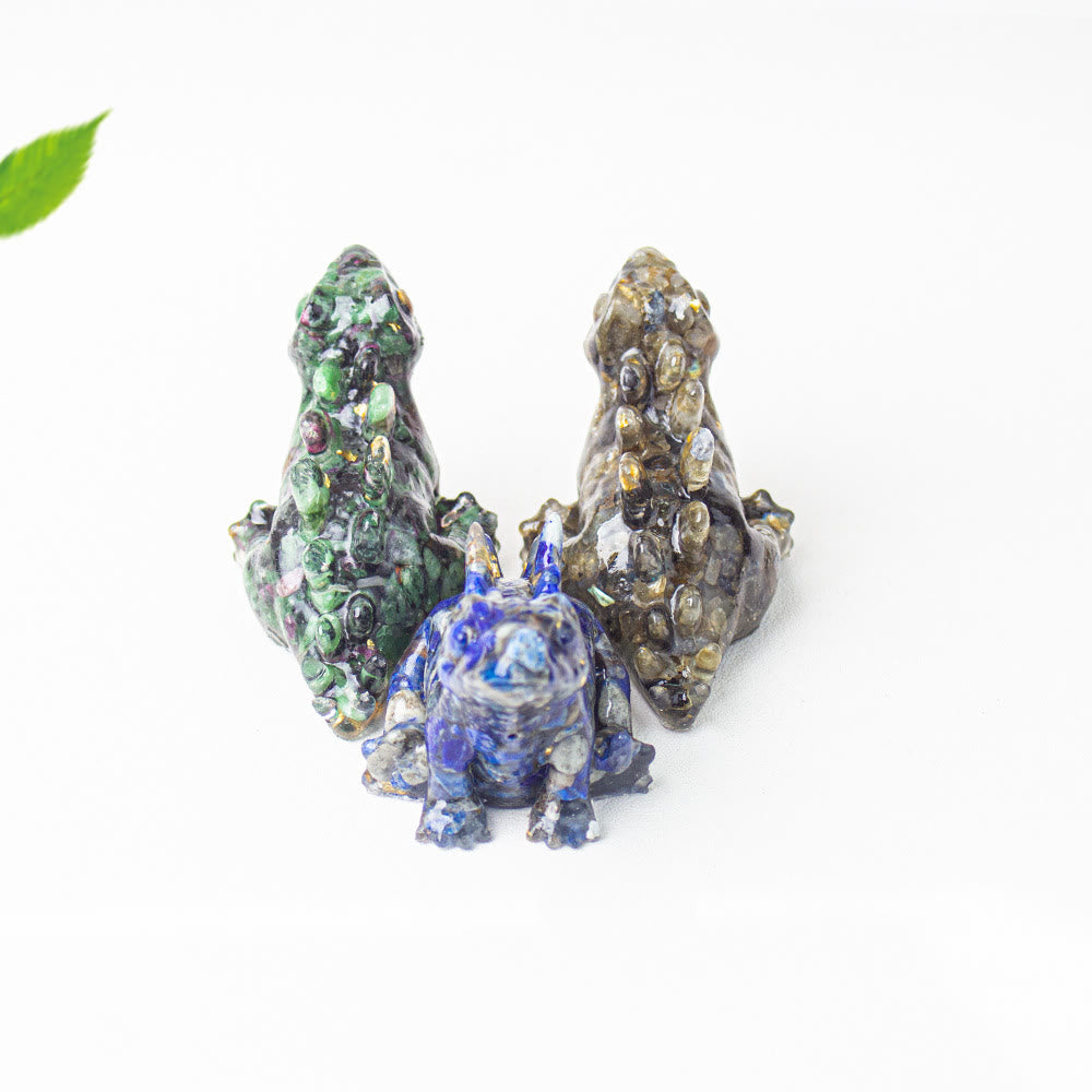 Decoración con gemas de dinosaurio pequeño y lindo de cristal epoxi Olivenorma