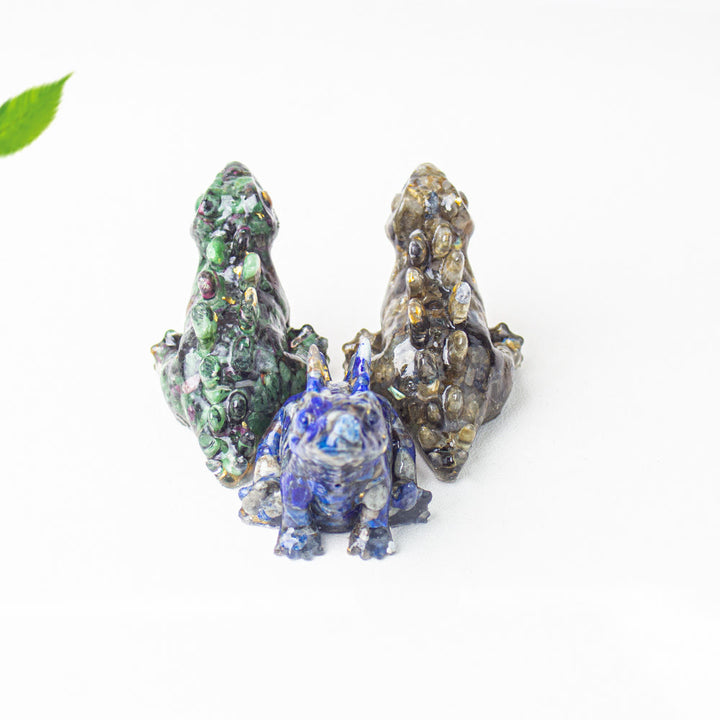 Decoración con gemas de dinosaurio pequeño y lindo de cristal epoxi Olivenorma