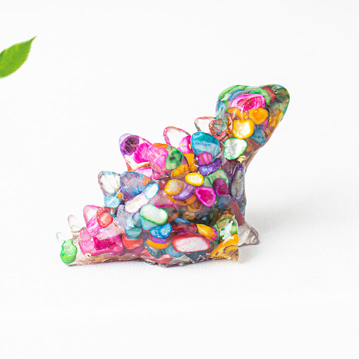 Decoración con gemas de dinosaurio pequeño y lindo de cristal epoxi Olivenorma