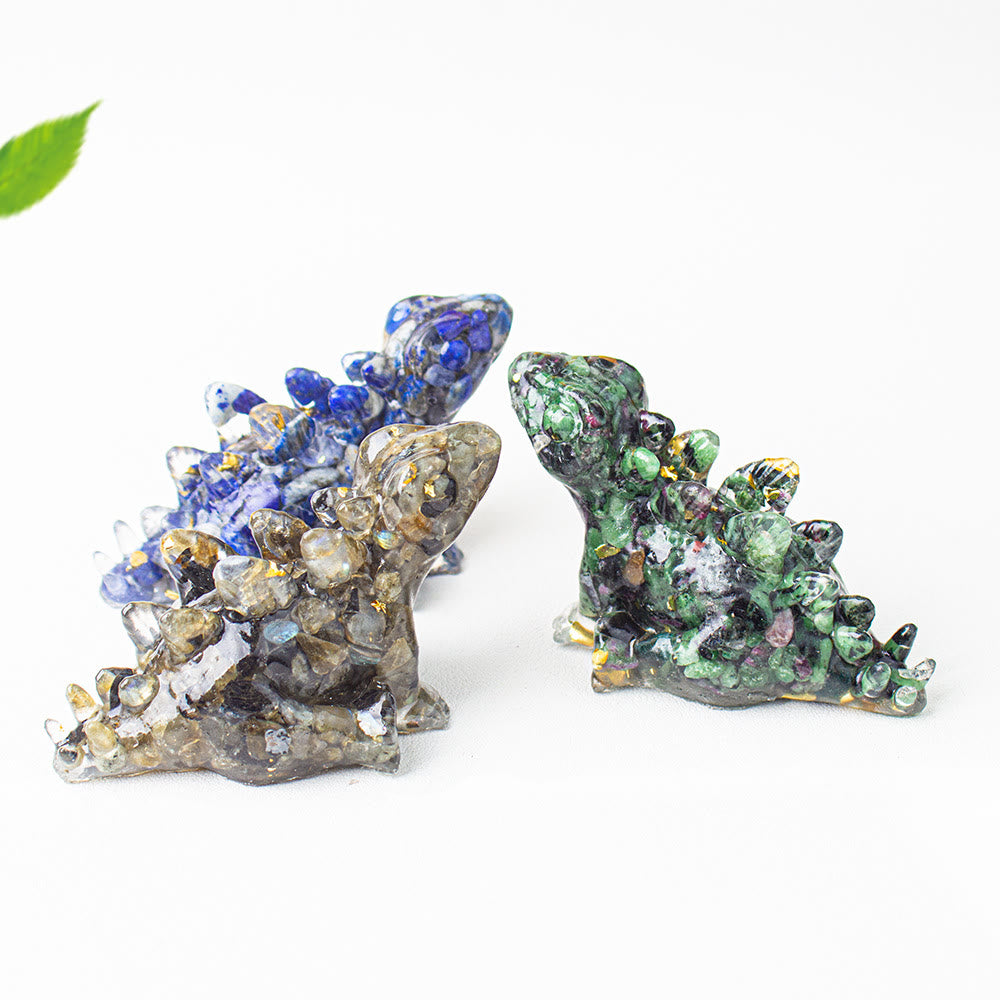 Decoración con gemas de dinosaurio pequeño y lindo de cristal epoxi Olivenorma