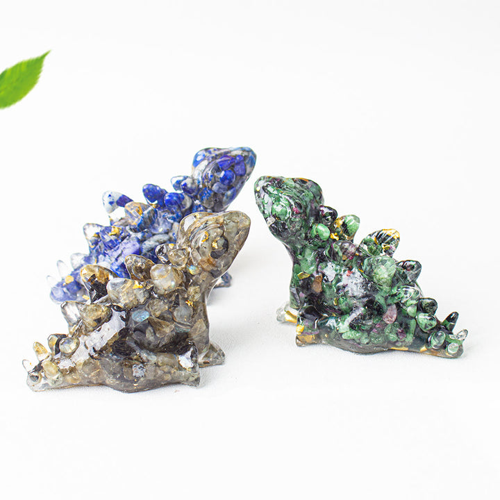 Decoración con gemas de dinosaurio pequeño y lindo de cristal epoxi Olivenorma