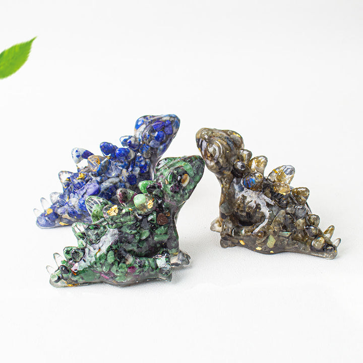 Decoración con gemas de dinosaurio pequeño y lindo de cristal epoxi Olivenorma