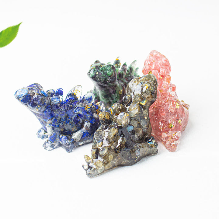 Decoración con gemas de dinosaurio pequeño y lindo de cristal epoxi Olivenorma