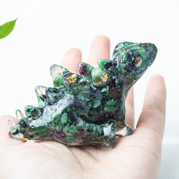 Decoración con gemas de dinosaurio pequeño y lindo de cristal epoxi Olivenorma