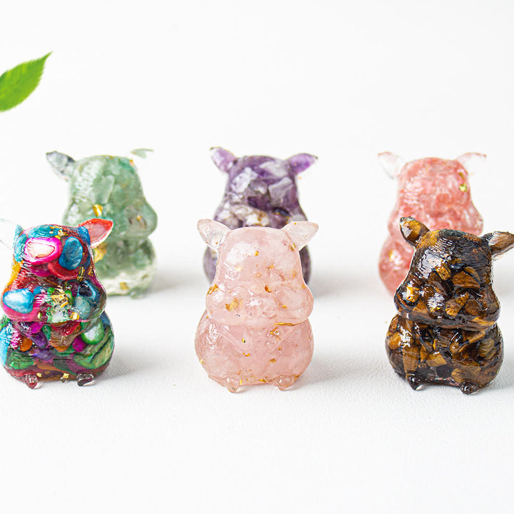 Decoración con piedras preciosas de hámster lindo de cristal epoxi Olivenorma
