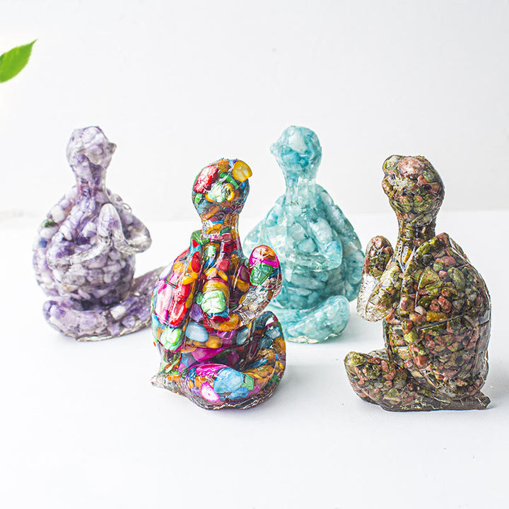 Decoración de tortuga meditadora de cristal epoxi Olivenorma