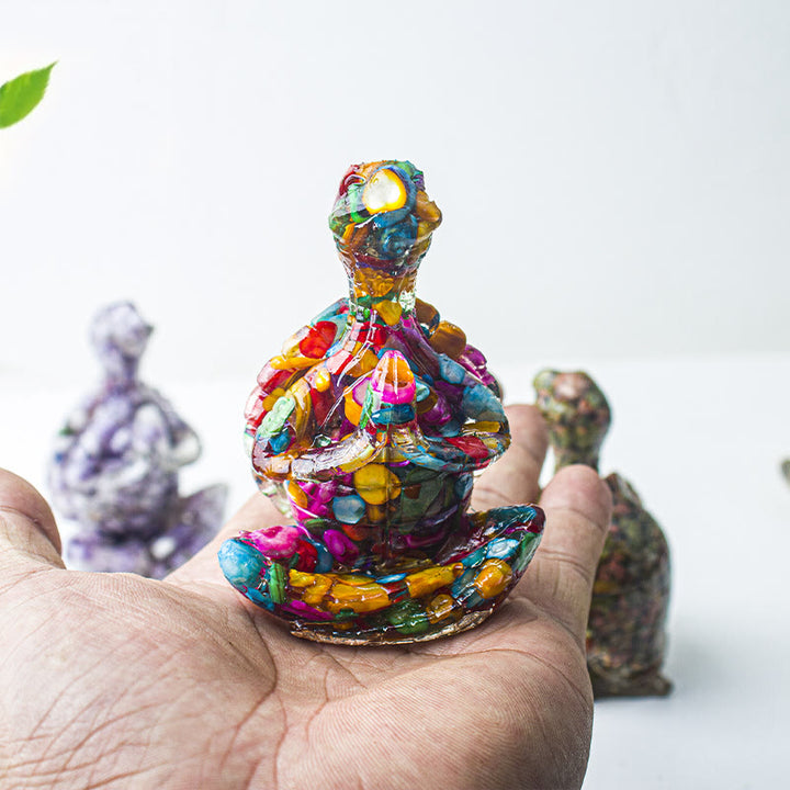 Decoración de tortuga meditadora de cristal epoxi Olivenorma