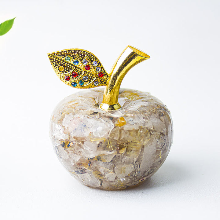 Decoración de manzana con gemas de hoja de oro epoxi de cristal Olivenorma